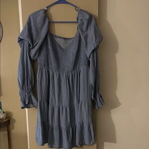 Elegant Blue Smocked Dress